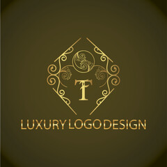 Web creative initial t latter logo design with modern business vector template, luxury t latter  logo , creative isolate  t monogram latter logo , crow logo , royal logo with golden color 
