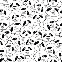 Funny cartoons panda head, texture pattern