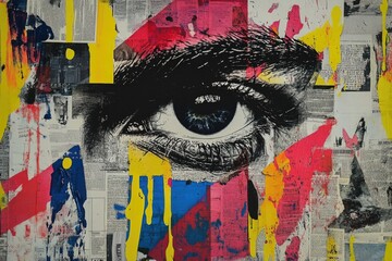 Obraz premium A detailed view of an artistically rendered eye on canvas