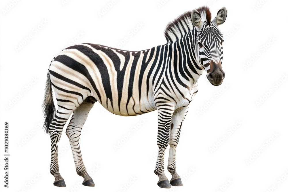 Aufkleber A close-up view of a zebra standing in front of a plain white background