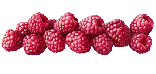 Fresh raspberries, vibrant red, healthy snack, isolated on white background.