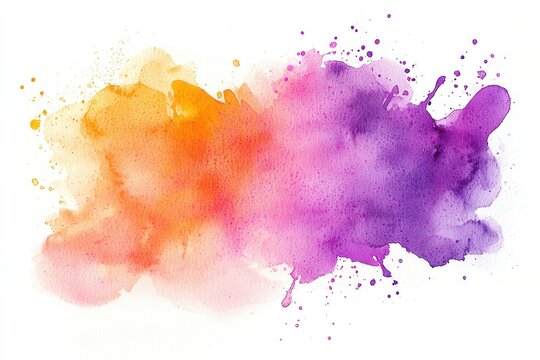 Aquarell Farbklecks Abstrakt Lila Orange Rosa K&uuml;nstlerisch Farbverlauf Kreative Kunst Hintergrund Moderne Malerei Frische Farben Minimalistischer Stil Dekor Wandbild Farbspritzer &Auml;sthetik Wasserfarben