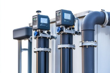 Two pipes sit adjacent to each other on a wall or surface