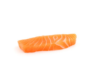 salmon fish fresh meat slice isolated on white background.