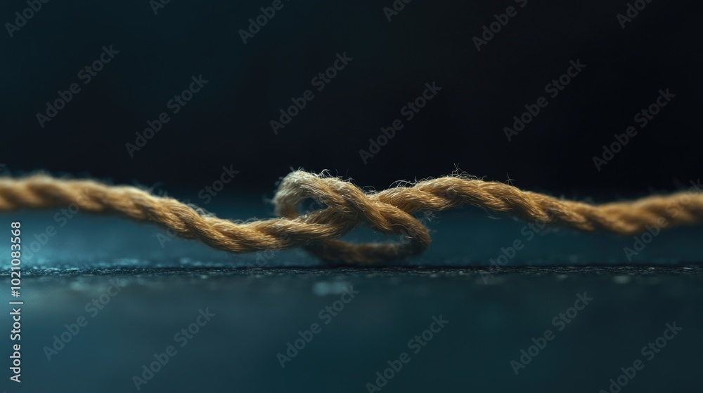Poster close-up view of a rope on a wooden table