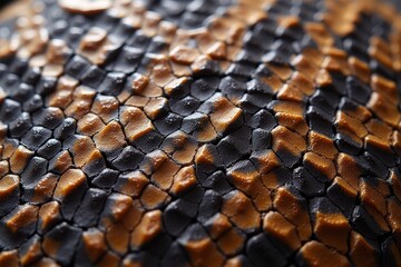 Fototapeta premium Reptile Scales in Black and Gold Representing Natural Armor