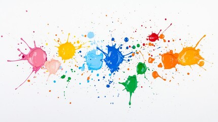 Obraz premium Vibrant splashes of colorful paint on a white background, creating an artistic abstract design.