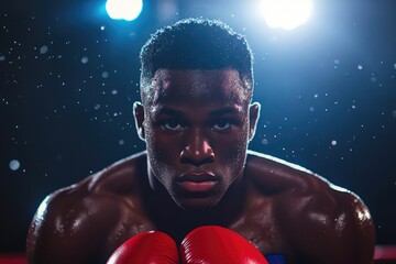A close-up of a boxer's hands wrapped in gloves, ready for a match or training session