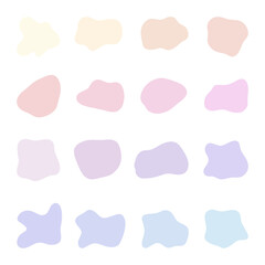 A set of shapes of multicolored spots, abstract frames isolated on a white background, hand-drawn, vector. Geometric deformed flat background of spilled liquid. An element for design with text