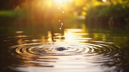 Tranquil scene of water ripples with sunlight reflecting in a serene natural setting.
