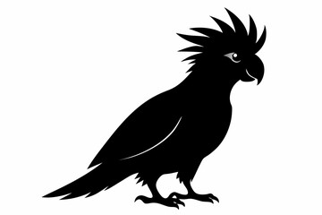 Cockatoo black silhouette vector, parrot silhouette, Cockatoo bird