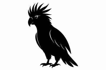 Cockatoo black silhouette vector, parrot silhouette, Cockatoo bird