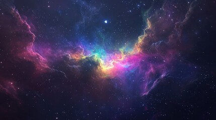 Fototapeta premium Vibrant cosmic nebula with radiant colors and starry backdrop, showcasing the beauty of the universe.