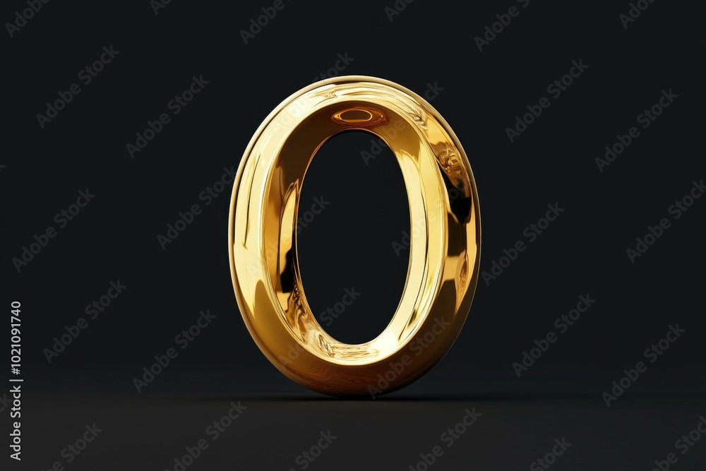 Poster simple geometric design of a golden number on a black background, great for modern and minimalistic 