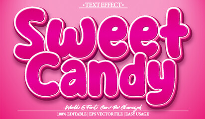 Sweet Candy  Vector Text Effect Editable Alphabet Tasty Pink Lollipop Yummy