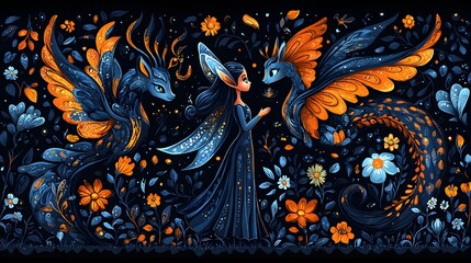 Enchanting Fairies in a Vibrant Floral Landscape