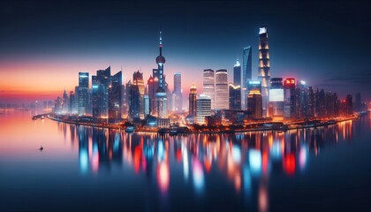 Naklejka premium city skyline at night