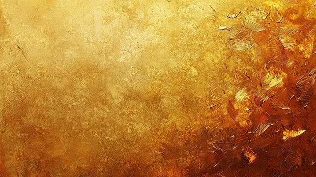 An opulent abstract canvas of gold textures and vibrant strokes conveys warmth and wealth, presenting a luxurious backdrop that exudes richness and depth.