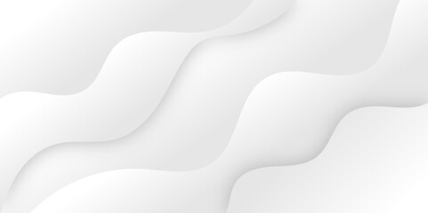 White and light gray abstract paper wave luxurious background. Smooth and clean modern abstract wave curve lines banner design.