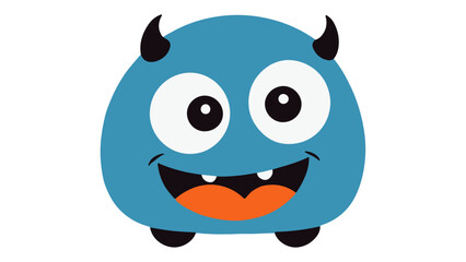 funny blue monster smiling shape vector illustration