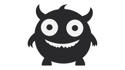 very simple circle shape of a cute monster smiling in vector