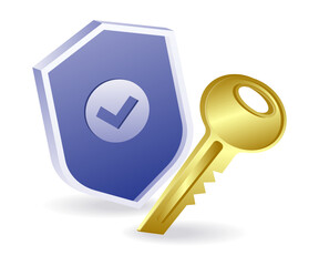 Security key technology symbol flat illustration