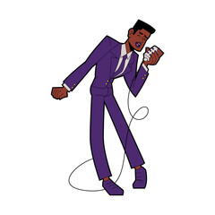 Vector Man Jazz Singer Cartoon Characters Illustration Isolated