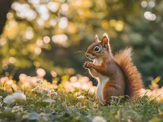Obraz premium squirrel isolated on summer background