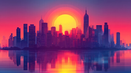 Fototapeta premium Flat vector illustration of a city landscape