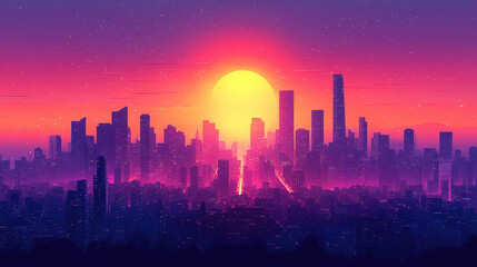 Fototapeta premium Flat vector illustration of a city landscape