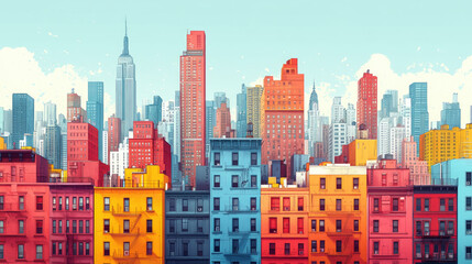 Flat vector illustration of a city landscape
