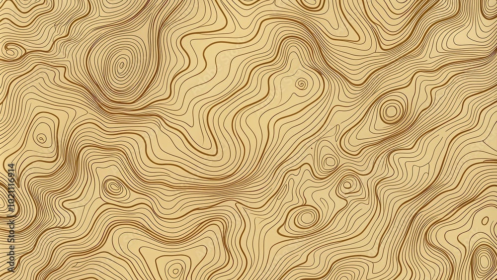 Poster abstract swirling lines pattern in beige and brown tones