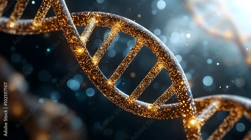 Poster Mesmerizing glowing DNA double helix shimmering with intricate details and luminescent energy set against a dark mysterious backdrop