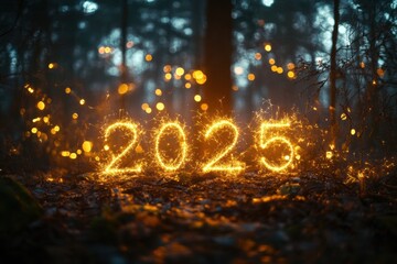 2025 Sparkler New Year Celebration in Forest Happy New Year
