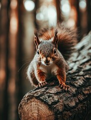 squirrel isolated on wooden background