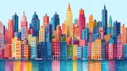 Flat vector illustration of a city landscape