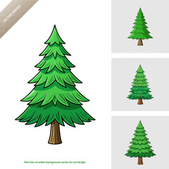 Fototapeta premium Pine Tree Vector Art Set Design on White Background