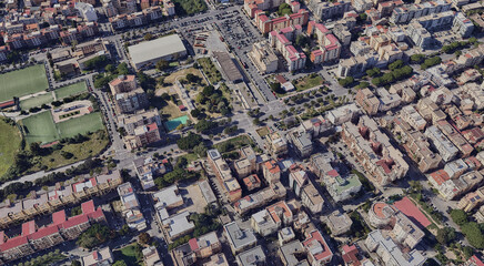 Obraz premium Reggio Calabria's Coastline from Above: Ionian Sea and Urban Landscape
