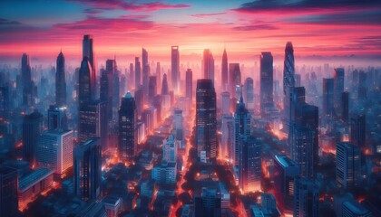 Obraz premium sunset in the city