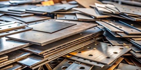 Fototapeta premium A Pile of Steel Plates, Ready for Fabrication and Transformation
