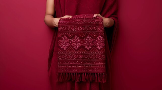 woman with red tippet 