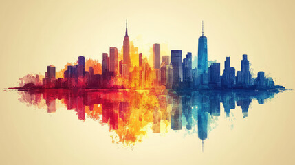 Obraz premium Flat vector illustration of a city landscape