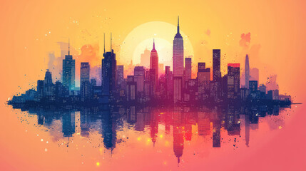 Fototapeta premium Flat vector illustration of a city landscape