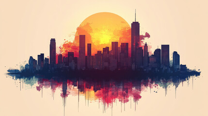 Obraz premium Flat vector illustration of a city landscape