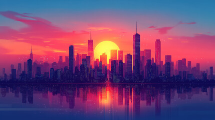 Fototapeta premium Flat vector illustration of a city landscape