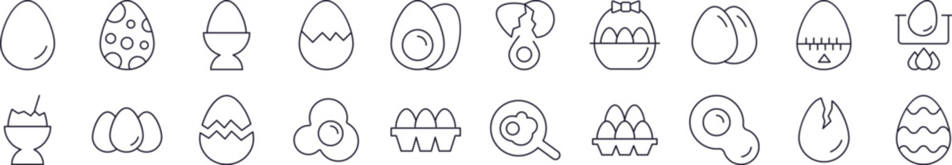 Collection of Outline Signs of Various Eggs Drawn with Thin Line for apps, web sites, banners, infographics and other types of design