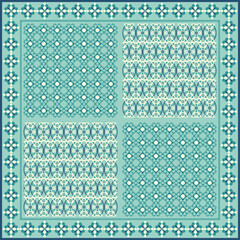 Hijab scarf flower abstract pattern.Ethnic geometric ornament with frame motif border hijab pattern.Design for fabric,print,scarves,shawl,kerchief,bandana,clothing,pareo,pillows,tablecloth,decoration.