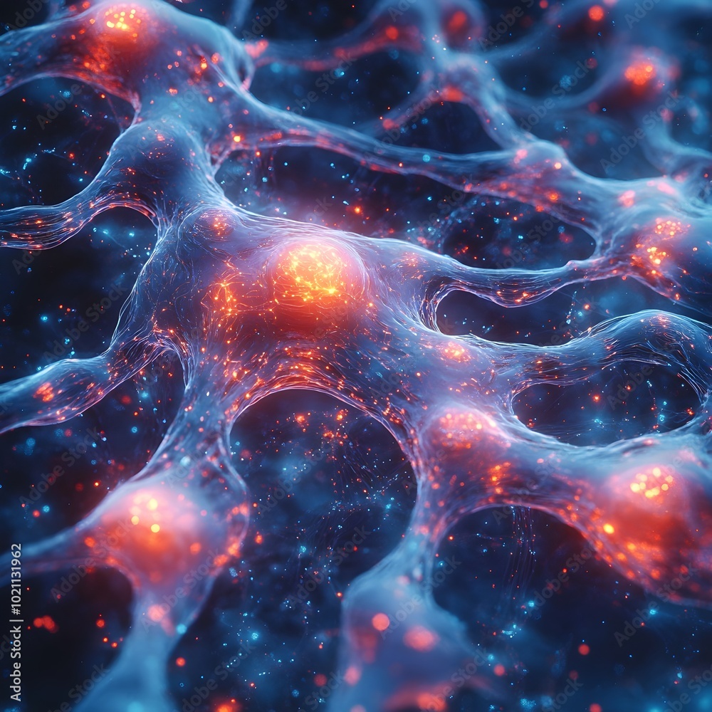 Poster Detailed and intricately woven neural connections forming a mesmerizing radiant and kinetic neural network with luminous strands of energy coalescing in an abstract retrofuturistic digital