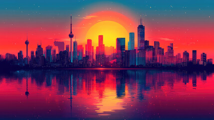 Flat vector illustration of a city landscape