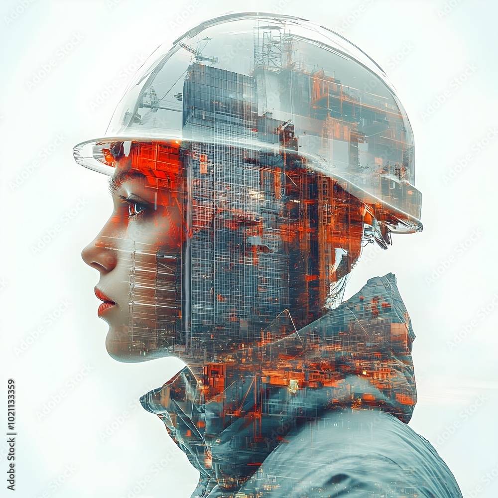 Leinwandbilder futuristic skyscraper construction site digital collage depicting cutting edge architectural design 